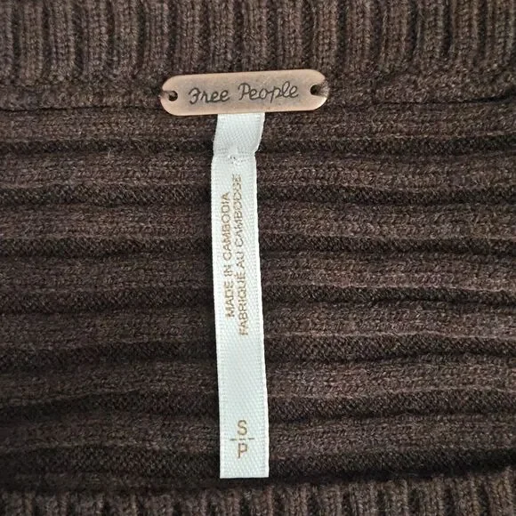 Free People Sweater S Sublime Pullover in Chocolate Lava Ribbed‎ Boho Whimsigoth - Picture 6 of 14